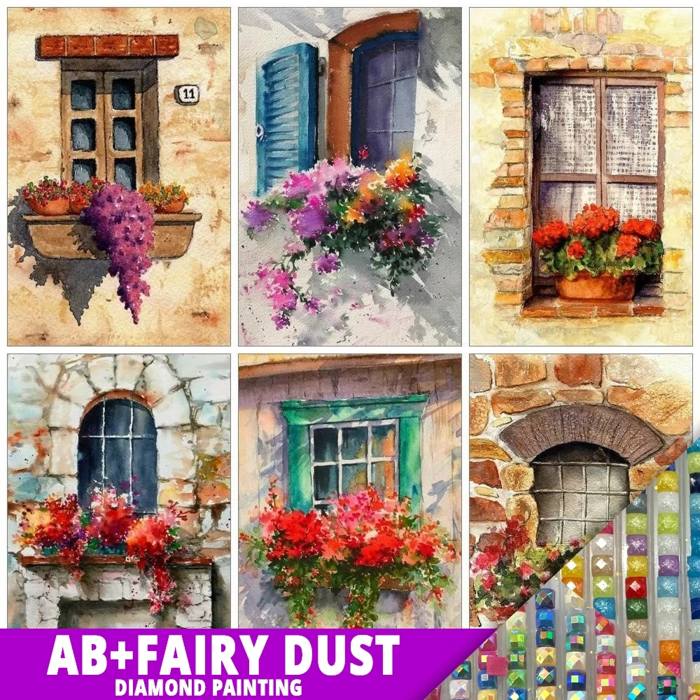 AB Fairy Dust pittura diamante ricamo mosaico finestra 5D kit di arte fai da te fiore paesaggio in rilievo adesivi murali decorazioni per la casa