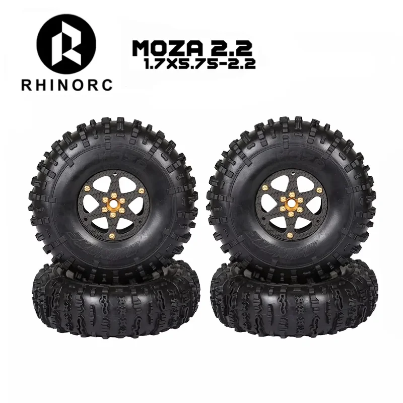 

RhinoRC MOZA 2.2inch Competition Tires With Narrow Carbon Fiber Aluminum Wheel Rim N2401 for Sporty class 1/10 RC Crawler Car