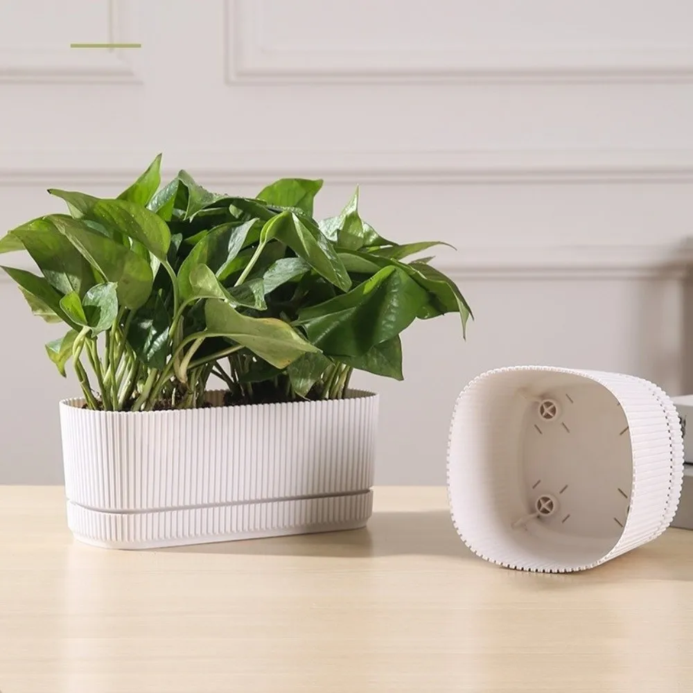 Double Layer Self Watering Flower Pot with Drainage Hole Desktop Vase Lazy Plant Pot Plastic Large Capacity Flower Planter