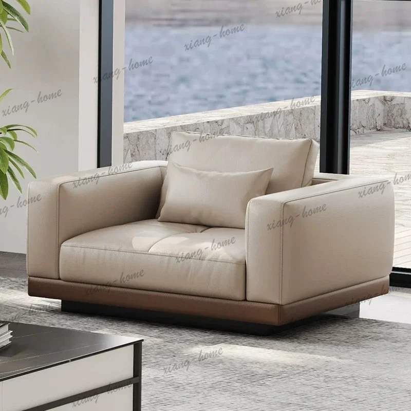 LSModern office business genuine leather sofa light luxury premium vertical row combination sofas couch living room furniture