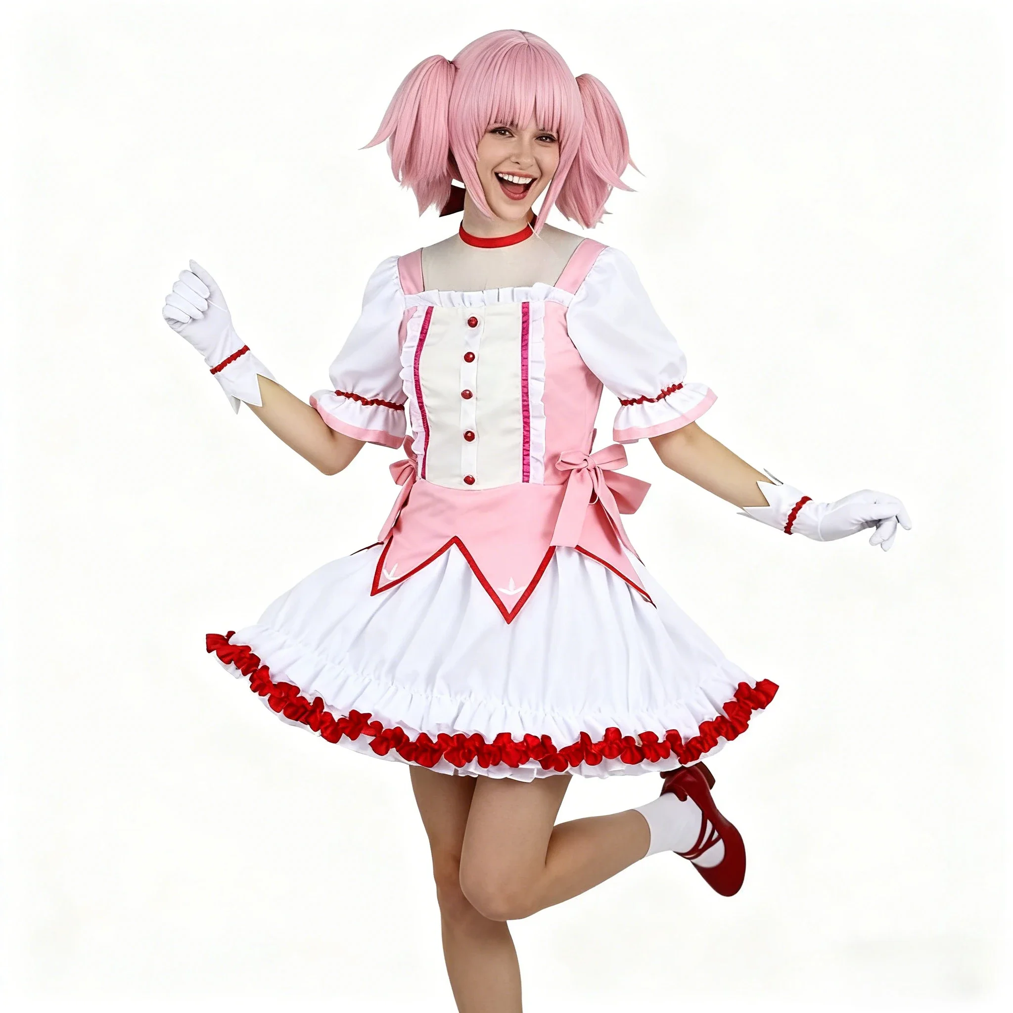 

Anime Puella Magimadoka Magica Cosplay Costume Anime Puella Black Long Straight Combat Dress Role Playing Dress Girl and Wig