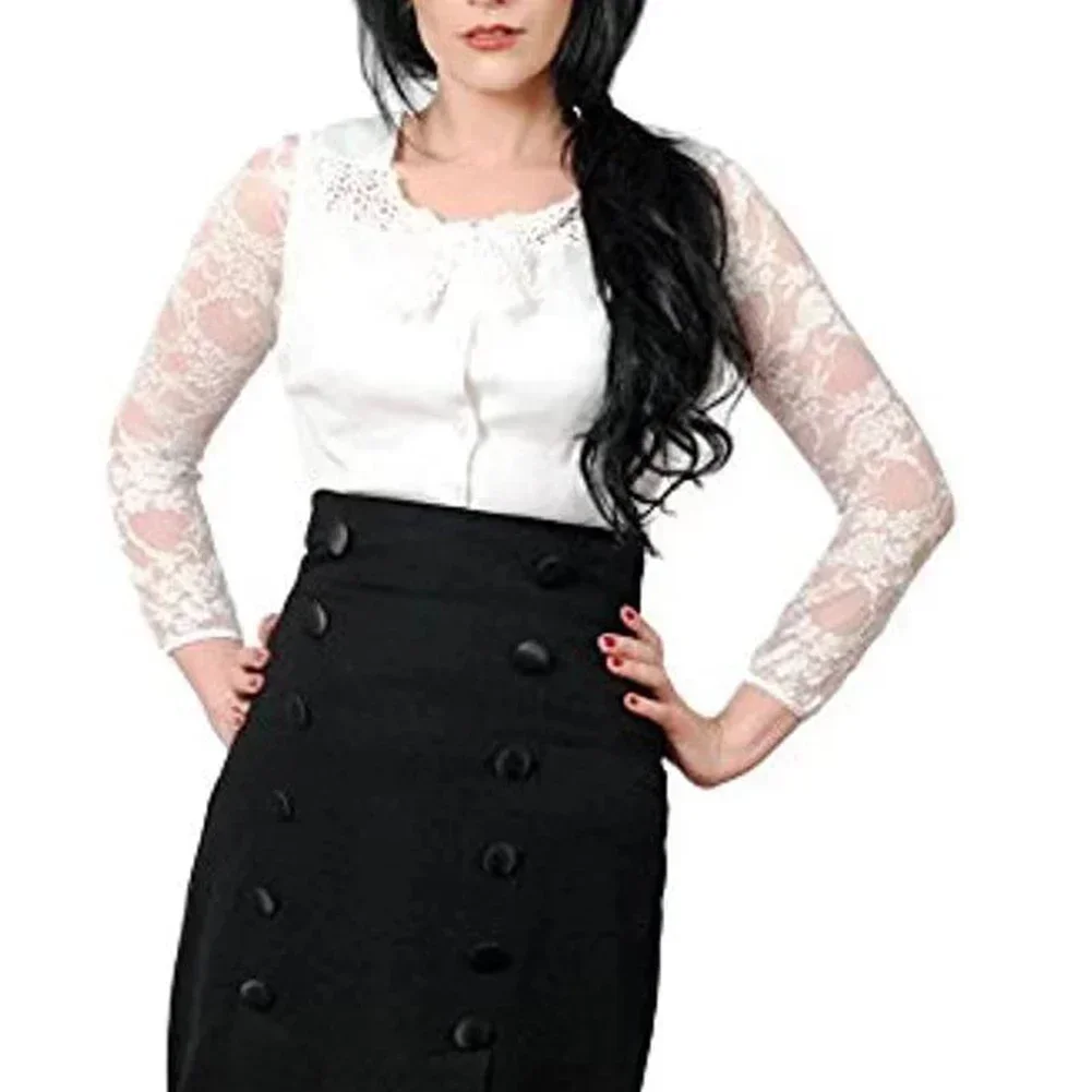 Weibliche Damen-Oberteile, Spitze, nahtlos, durchsichtig, Former-Hemd, transparente Hemden, Schulterärmel, Stretch-Blusen, bequem