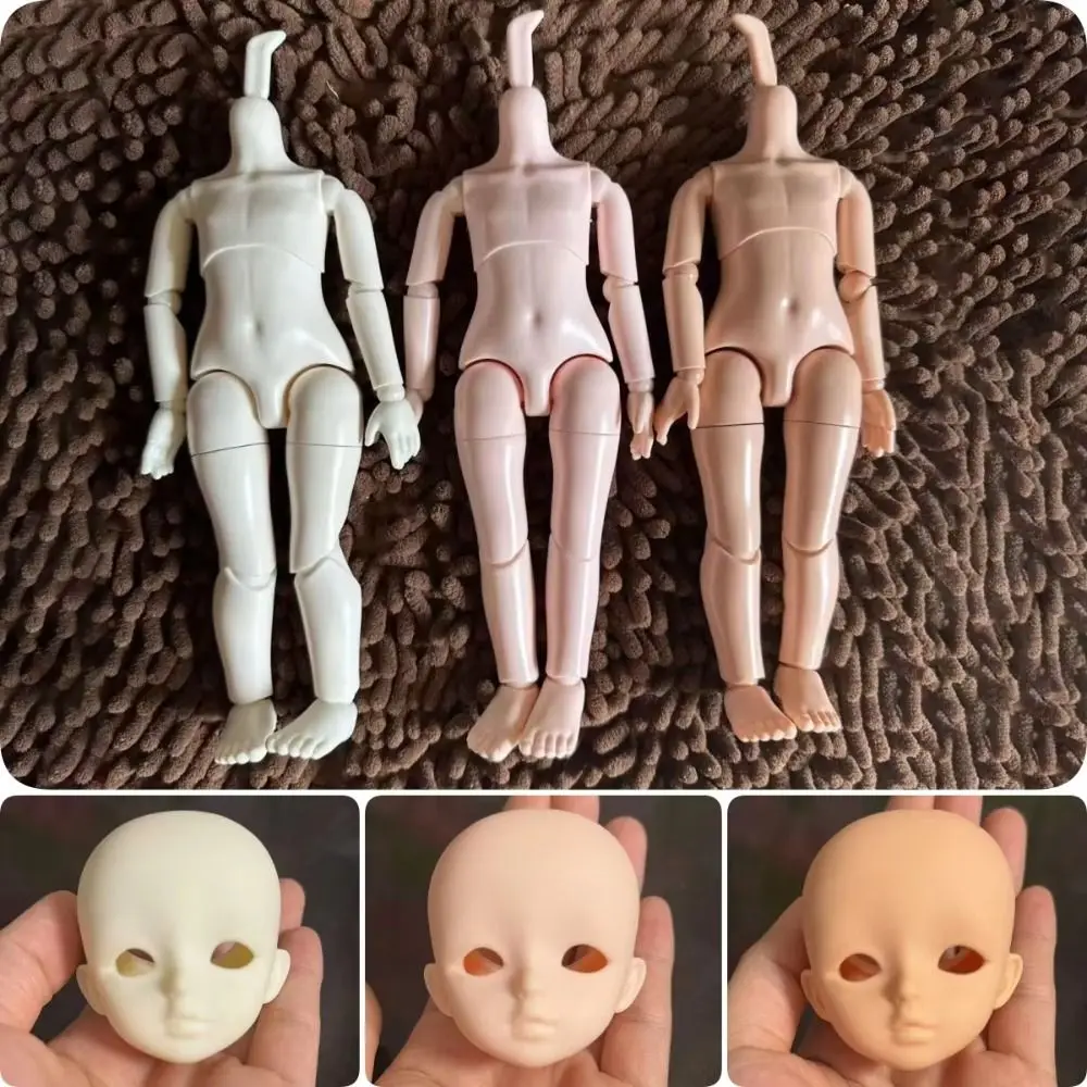 1/6 Bjd Doll Body Head for 28cm Doll Vinyl Doll's Head Without Makeup Dress Up Toys White/Pink/Tan Multi Joints Dolls Gifts