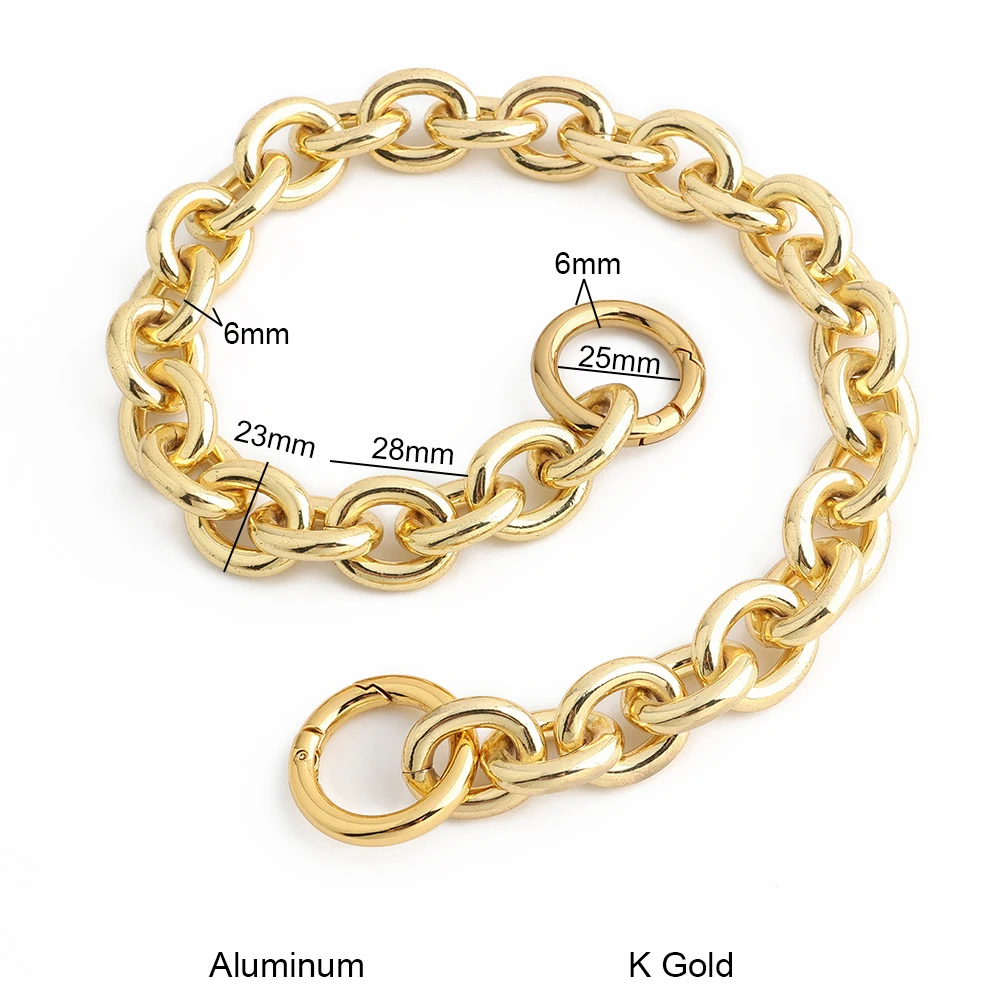 1PC 24MM Thick Round Aluminum Chain With Spring Ring Light Weight Bags Strap Bag Handles Chain For Bag Accessory Handbags Straps