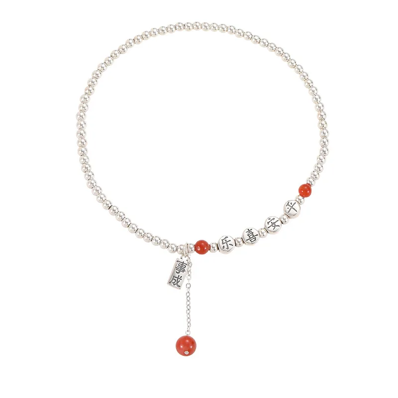 

Tassel anklet women's new Chinese style Guochao beaded anklet peace and joy niche foot decoration