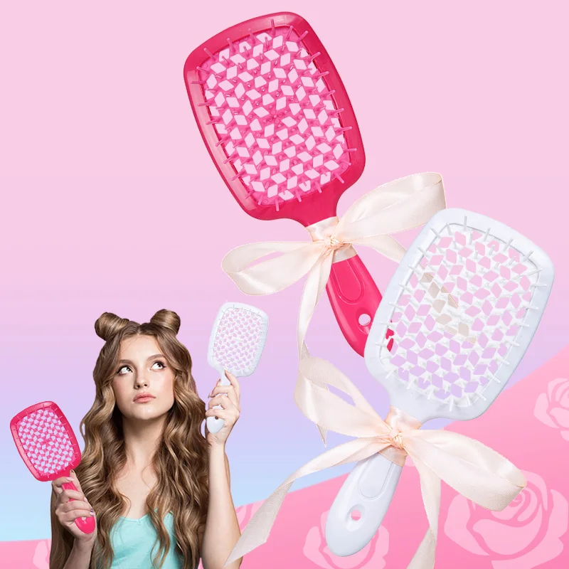 1 قطعة يأتي مع العطر واسعة الأسنان وسادة هوائية مشط تدليك الرطب الجاف مشط التصميم أمشاط جوفاء صالون DIY بها بنفسك أداة تصفيف الشعر المنزلية #4