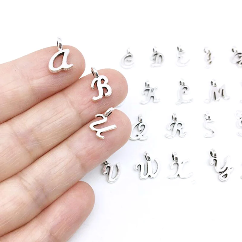 26Pcs 26 English Alphabet Letters Charms Pendants DIY Handmade Jewelry Craft