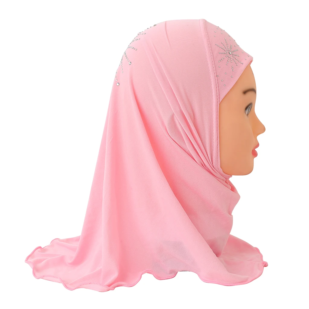 H042 mooie kleine meisje hijab met stenen schattige sjaal hoeden caps fit 2-6 jaar oude meisjes moslim hoofddoek