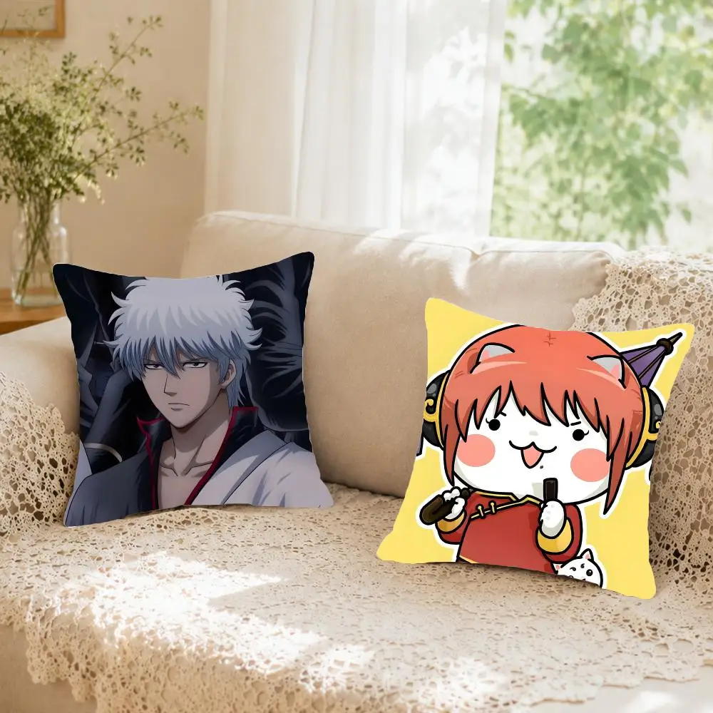 Comedy anime Gintama Cushion Cover Faux fur decorative Dark academia style Cat scratching post Rustic Spa pillow cover