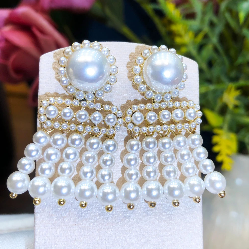 

Missvikki Luxury Charm Full Pearls Pendant Earrings Women's Wedding Banquet Daily Anniversary Jewelry Accessories High-quality