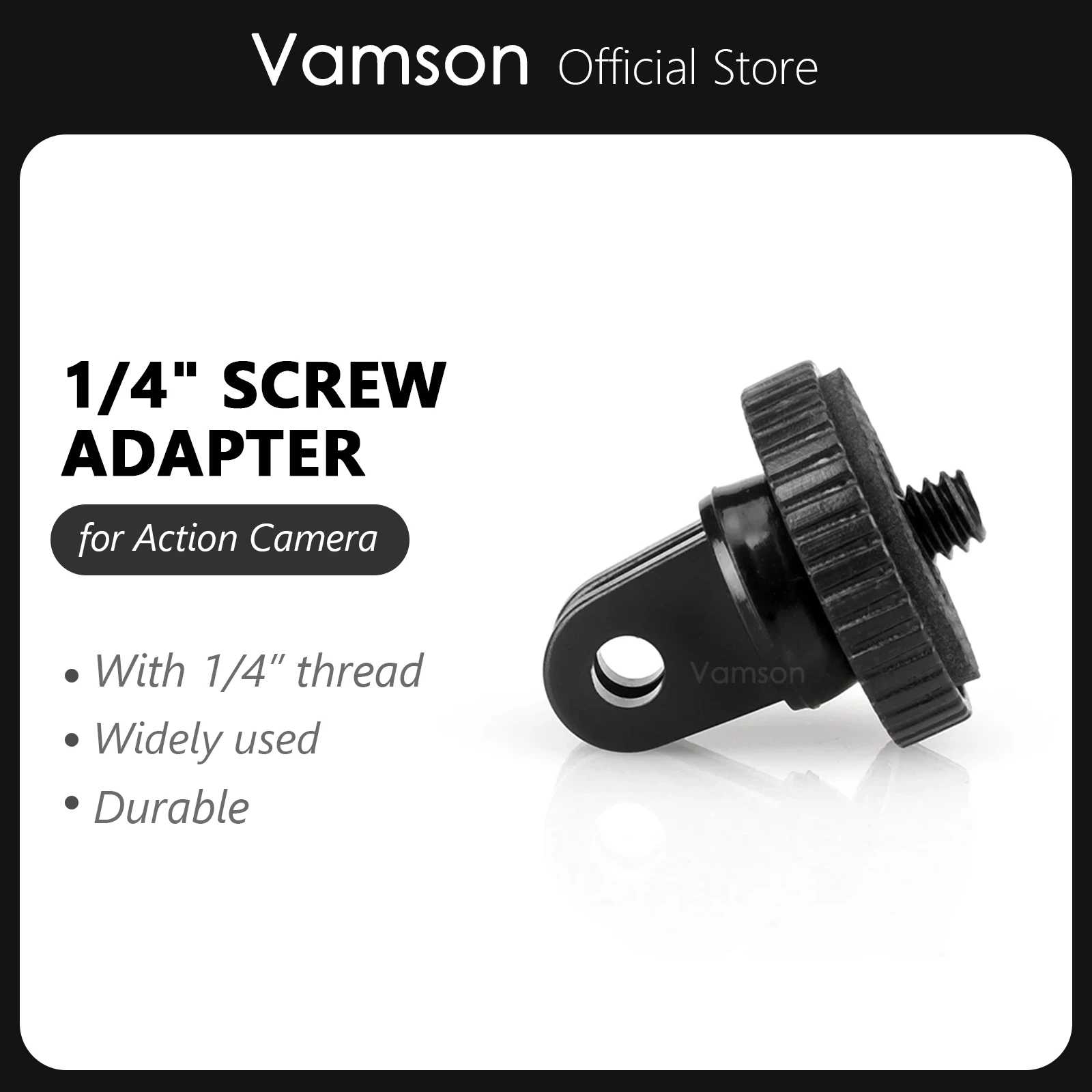 Vamson สำหรับ Gopro อุปกรณ์เสริมขาตั้งกล้องเล็กๆอะแดปเตอร์1/4 "Monopod สำหรับ GoPro Hero 11 10 9 8 7 6 5 4 3 + 3 2สำหรับกล้อง Yi VP103