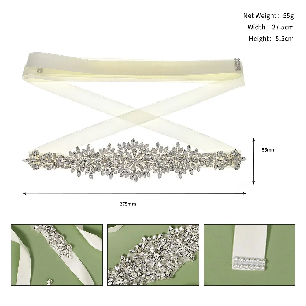 Пояс для свадебного платья со стразами, серебряный цвет, свадебный пояс с кристаллами, вечерние женские аксессуары для невесты, подарок подружке невесты