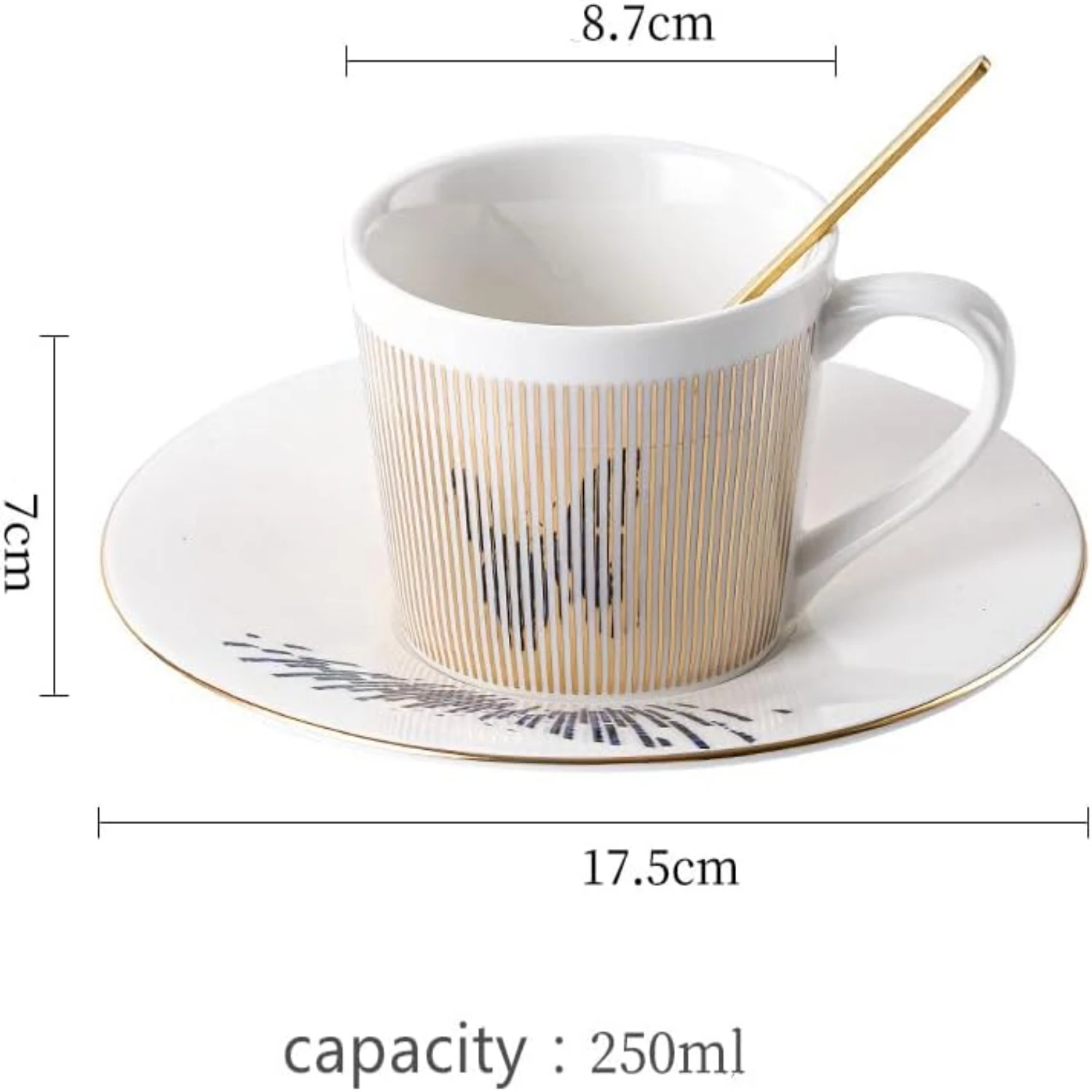 Luxurious Creative Mirage Inverted Image Coffee Mugs Set with Mirror Cup and Saucer - Golden Inlay Porcelain Teacup Saucer for C