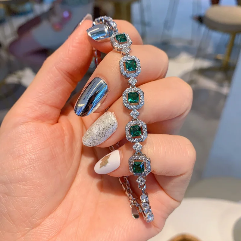 Bracelet Ba Simple Green Diamond Gold Platinum Bracelet Multicolor Gemstone New Bracelet for Women