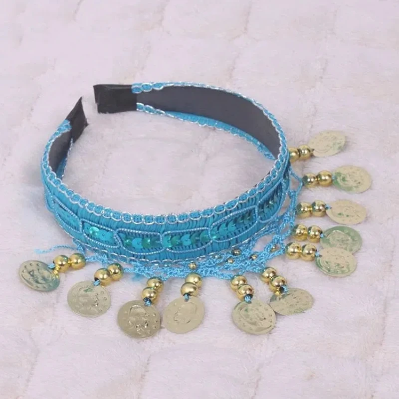 Головной убор с подвесными монетами для танца живота, аксессуары для индийских танцев, несколько цветов на выбор, модное украшение