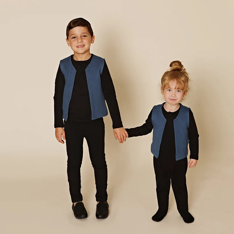AA-New arrivals winter shabbos robe boy and girls family clothing set baby footie cotton spandex and outer warm sandwich layer