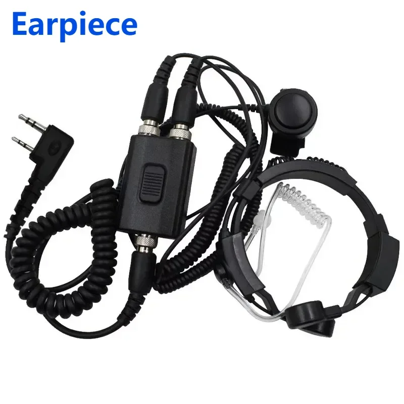 Tactical Throat Mic Headset Earpiece 2 Pin K Plug with Finger PTT for Baofeng Kenwood WOUXUN HYT TYT QUANSHENG Walkie Talkie