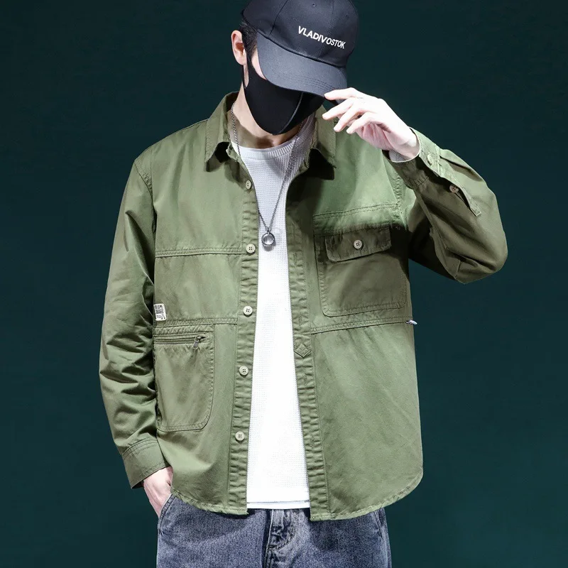 Summer Korean Version Washed Denim Shirt Men's Long-sleeved Thin Slim-fit Sunscreen Casual Shirt Work Tooling Jacket