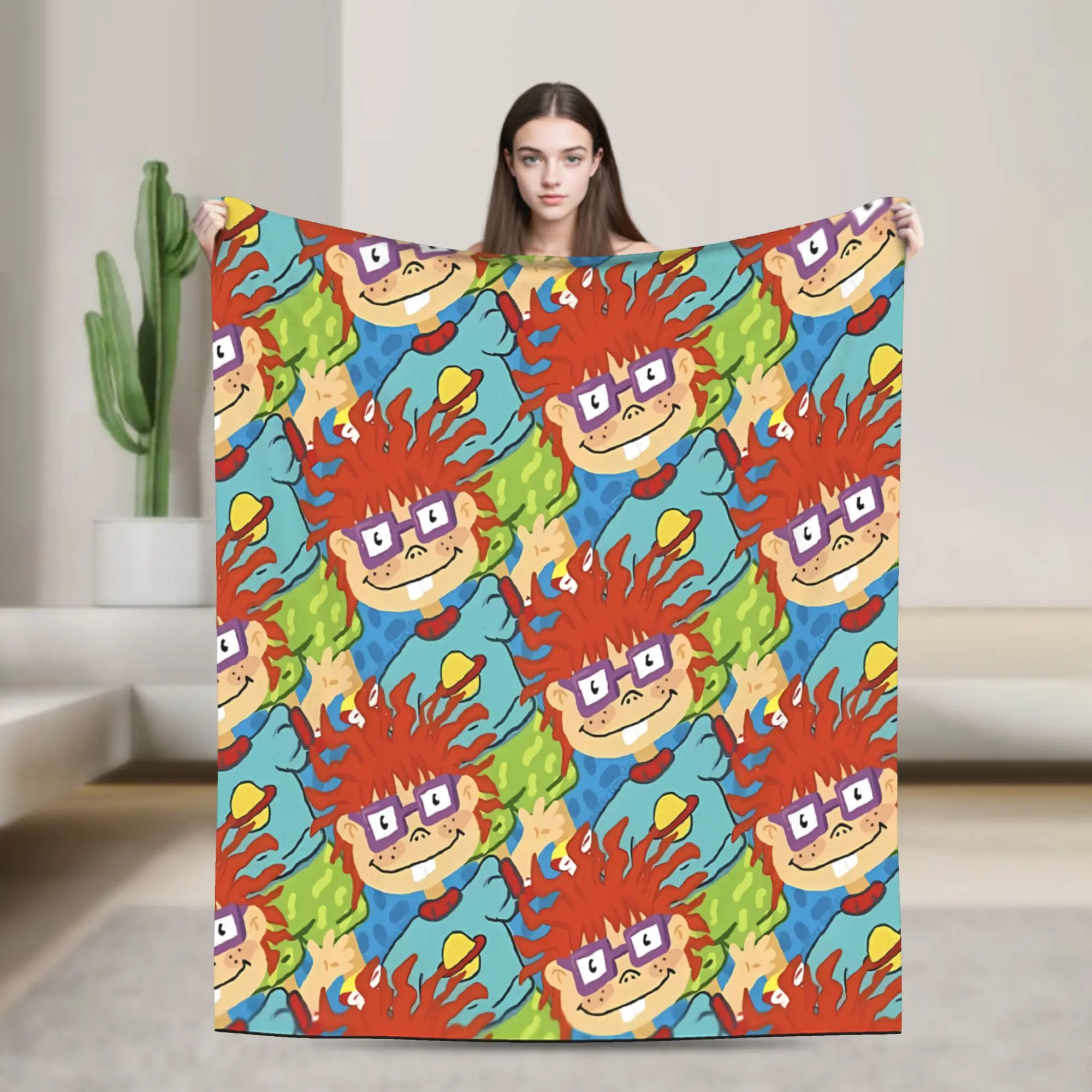 Rugrats 90s Revival Character  Blanket Quality Super Warm  Throw Blanket Winter Decorative Home Decor Novelty Bedspread
