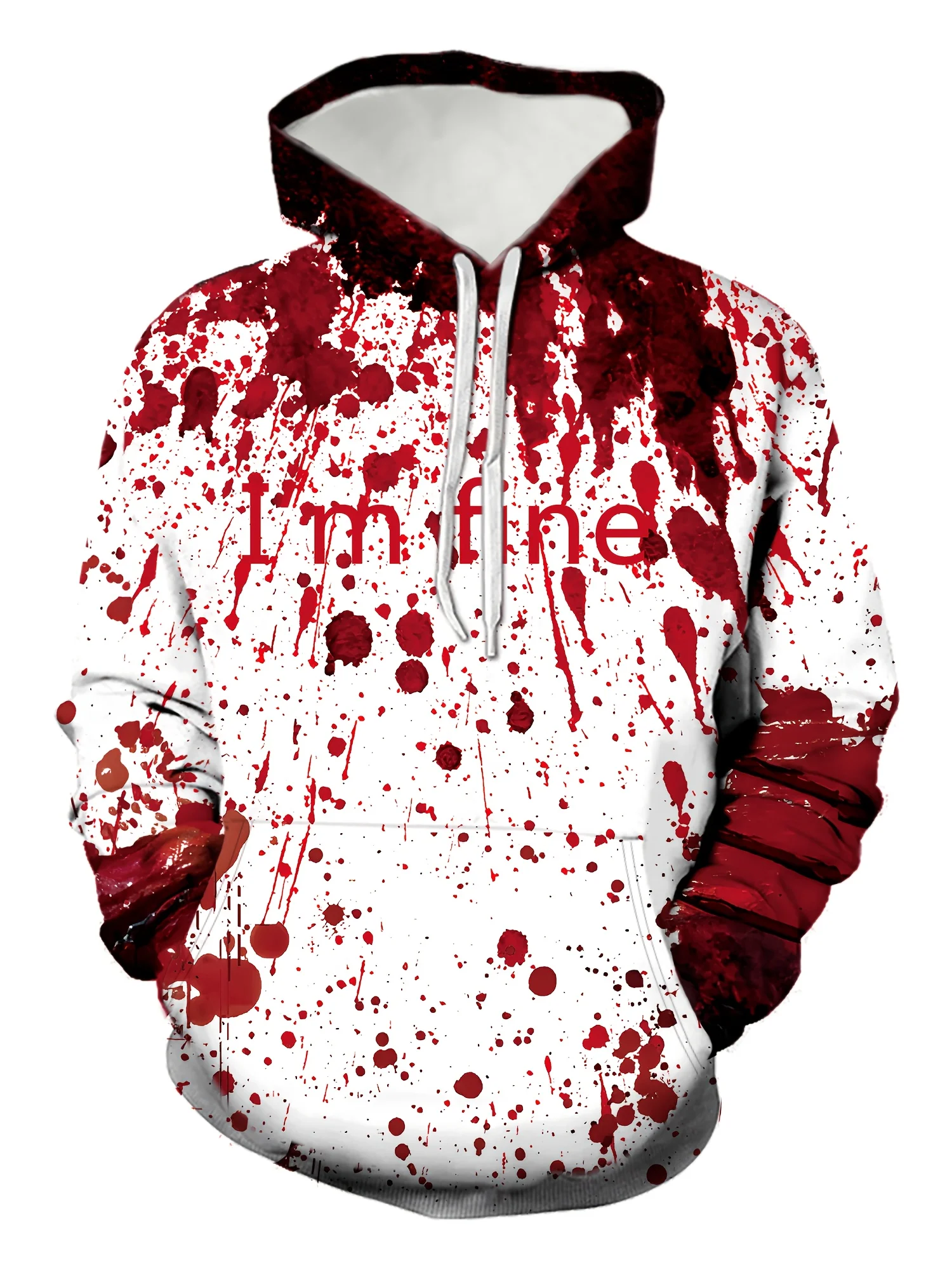 Halloween Men\'s Hoodie Dripping Blood Skull 3D Print Tops Autumn Fashion Horror Festival Letter Pattern Thin Unisex Hoodie Tops