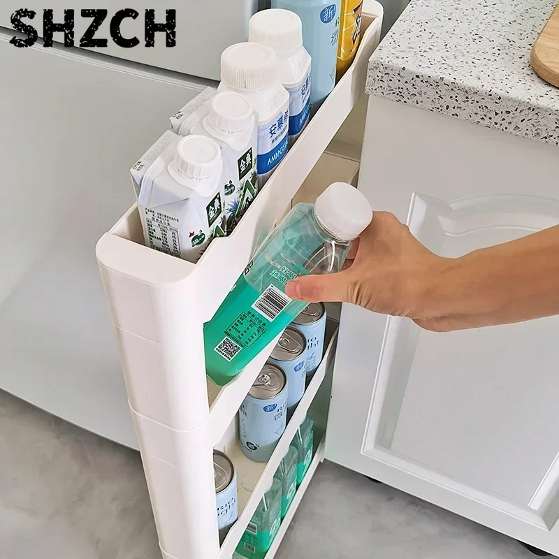 Ultra-Slim Gap Storage Cabinet Space-Saving Organizer for Small Spaces Narrow Refrigerator Side Slim Storage Rack