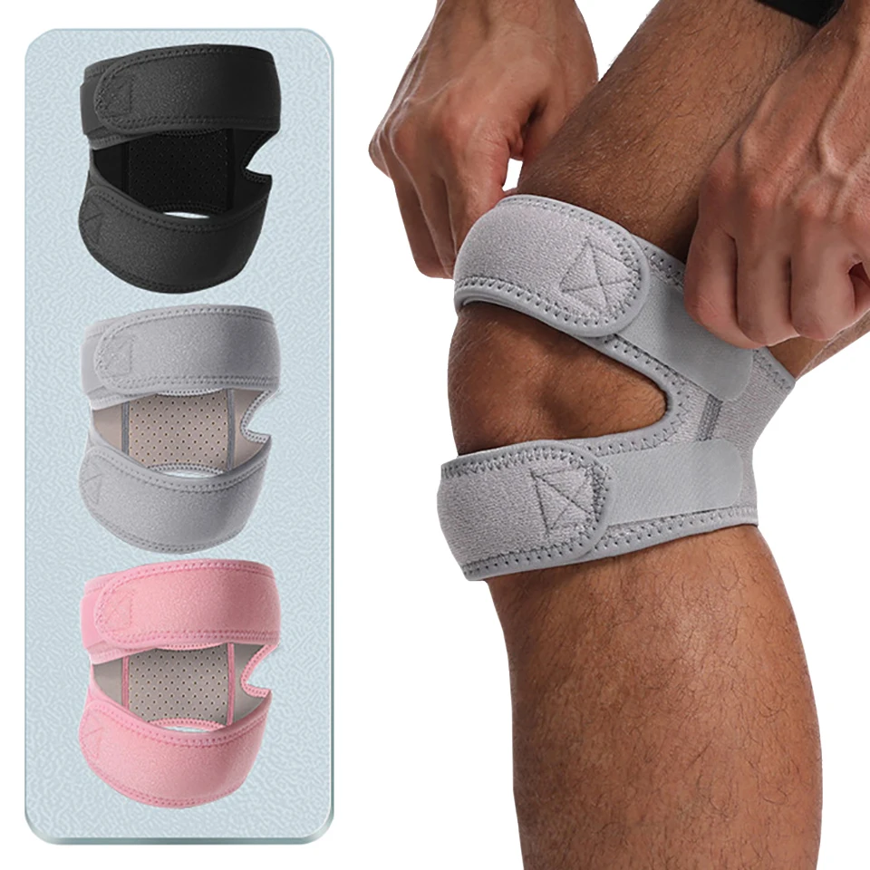 GTUBIKE 1PC Adjustable Sports Kneepad Double Patellar Knee Patella Tendon Support Strap Brace Pad Protector Knee Wrap Strap Band