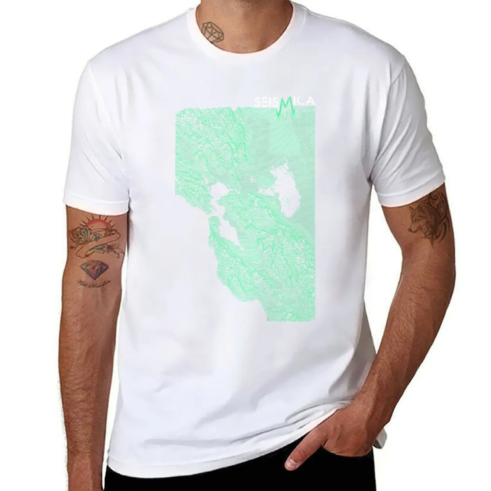 

Seismica Bay Area Elevation T-Shirt man t shirt heavy cotton man t shirts high quality luxury brand T-Shirt