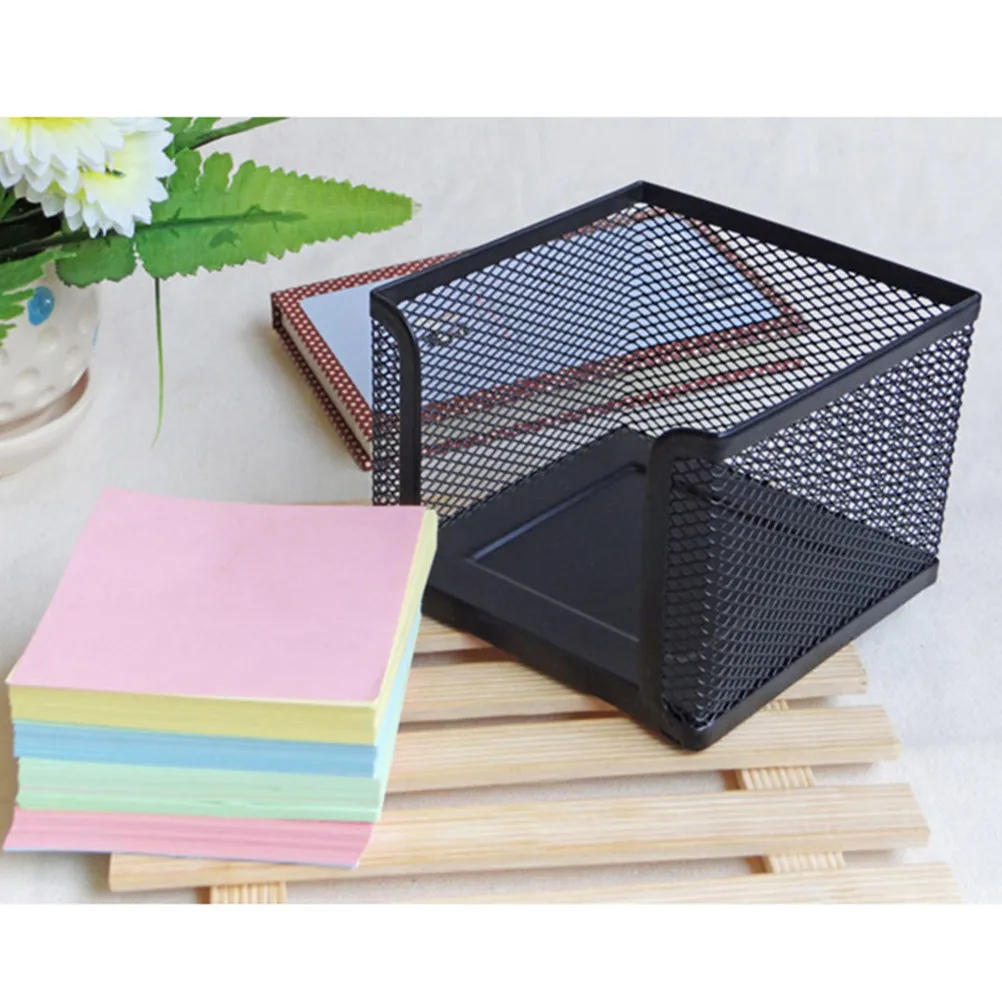 2Pcs Wear Resistant Metal Mesh Memo Holder Desktop Dispenser with Easy Access Breach for Standard Note Pads Office
