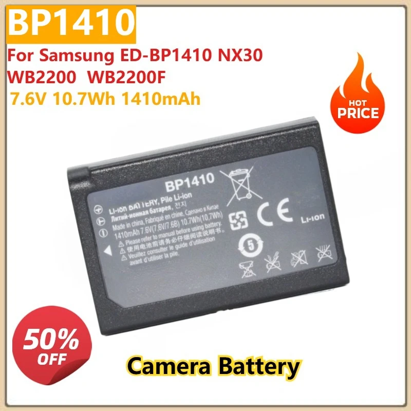 สำหรับแบตเตอรี่กล้องซัมซุง ED-BP1410 NX30 WB2200 WB2200F รุ่นทดแทน BP1410 10.7Wh 7.6V 1410mAh