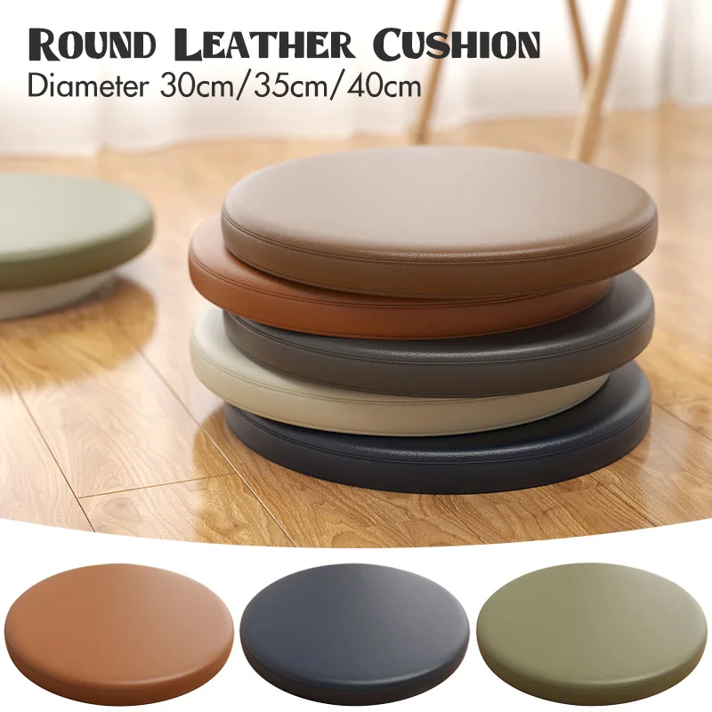 Round Cushion PU Leather Dining Chair Cushion Bar Stool Cushion Bay Window Futon Soft Memory Foam Cotton Non-slip Seat Cushion