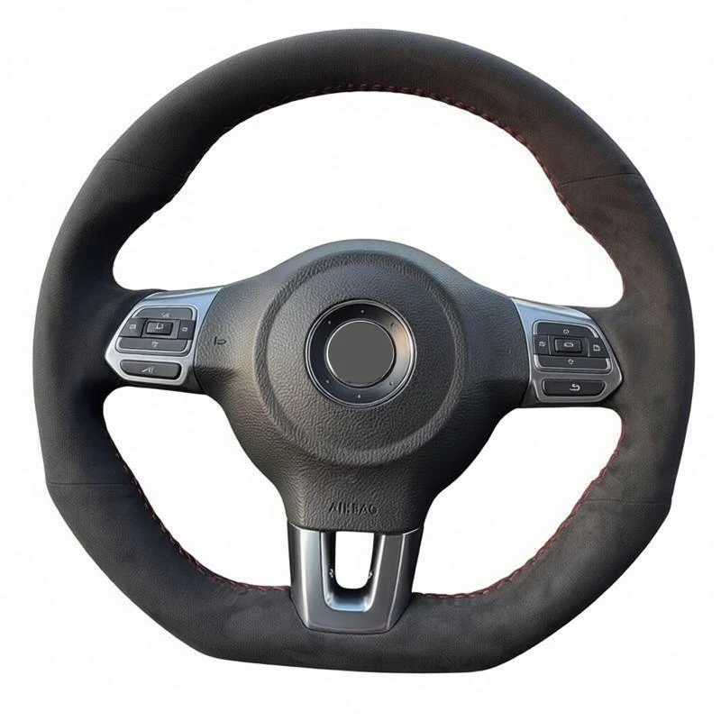 Car Steering Wheel Cover Braid Suede for Volkswagen Golf 6 GTI MK6 VW Polo GTI Scirocco R Passat CC R-Line 2010 Car Interior
