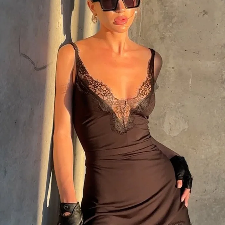 Sexy encaje Trim ter Dr mujer Faionable versátil personalizado recién llegado Ci Commute adecuado fibra de poliéster