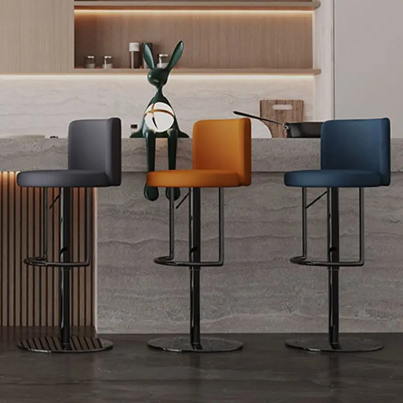 كرسي بار فاخر خفيف، رياح وابي منزلية بسيطة، شريط رفع دوار، مسند ظهر مصمم، كرسي جزيرة مقعد بار #4