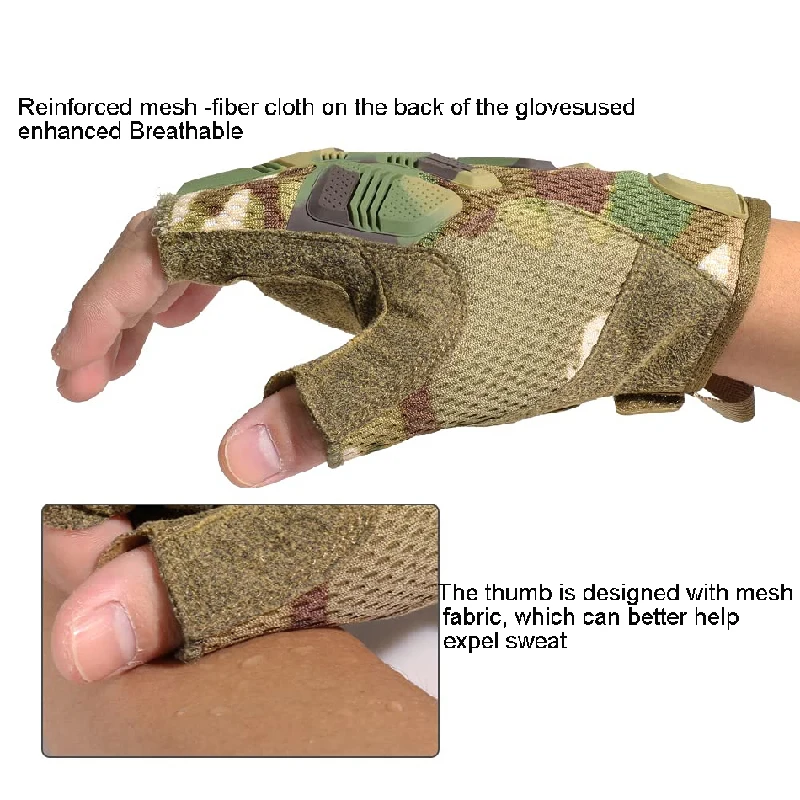 KIICEILING Tactical Gloves Touch Screen Design Half Finger Dexterity Cycling Shooting  Men's Hiking Riding Training Climbing