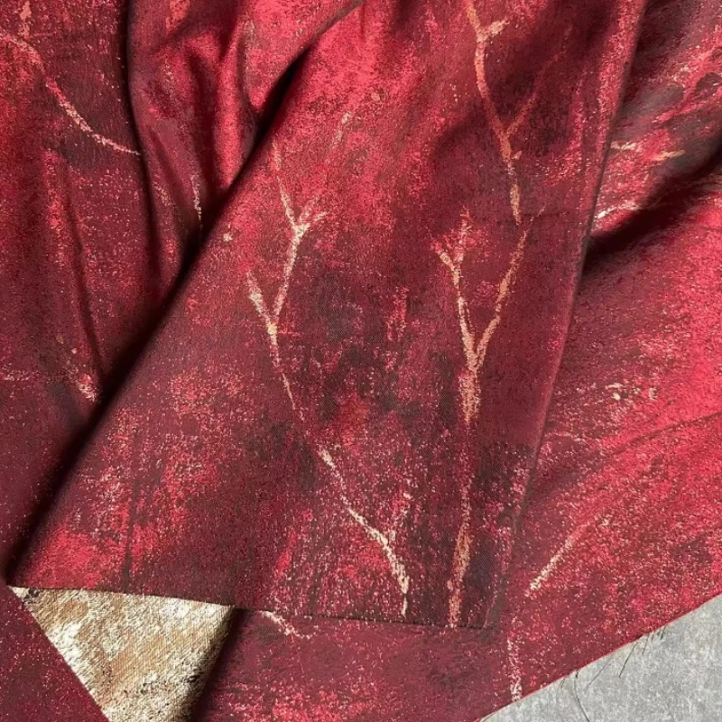 

Vintage Red Crackle Gilded Jacquard Fabric Traditional Chinese Hanfu Skirt Jacket Clothing Designer SkinFriendly DIY Material