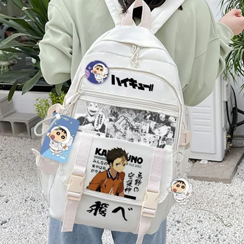 33×45×15cm Black White, Haikyuu, Student Kids Teens School Bags, Large Capacity Mochilas Anime Backpacks For Girls Boys Gift