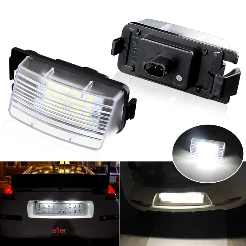 2PCS White Car LED License Plate Light For Nissan GT-R (R35) Cube Leaf 370Z 350Z Sentra OEM#84912FG110 Rear Number plate Lights