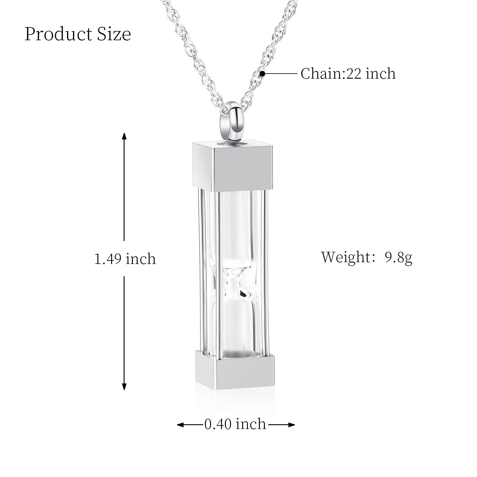 Wholesale Silver Hourglass Cremation Jewelry Timer Hourglass Ash Urn Necklace For Human Pet Ashes Waterproof Keepsake Pendant