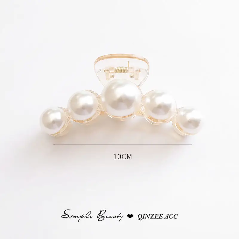 Elegant Hyperbole Big Pearls Acrylic Hair Claw Clips Big Size Makeup Hair Styling Barrettes for Women Hair Accessories