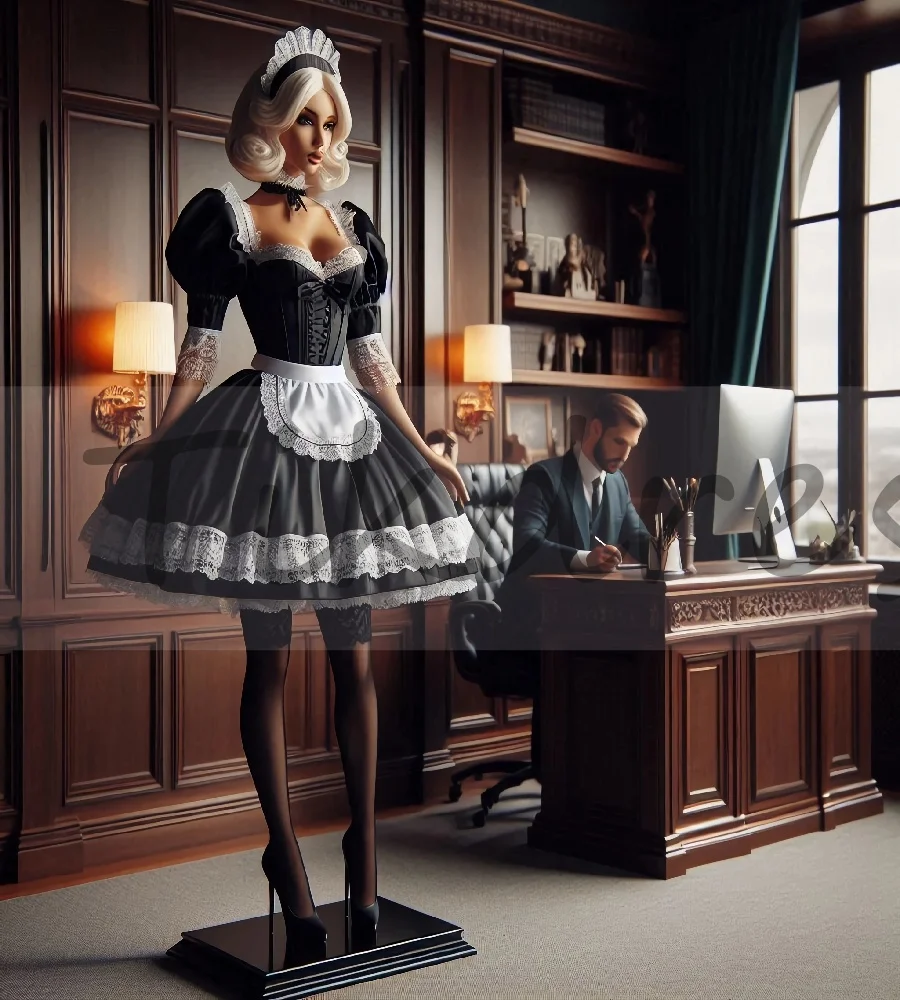 

Французское черно-белое платье горничной с фартуком с коротким рукавом, трапециевидное платье Лолиты для выпускного вечера, элегантное кружевное платье для косплея, коктейльная одежда по индивидуальному заказу