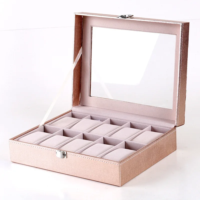 Luxury 6/10/12 Grids Handmade Colorful  PU Leather Watch Clock Box Watch Holder Storage Case Box for Watch Holding Watch Display