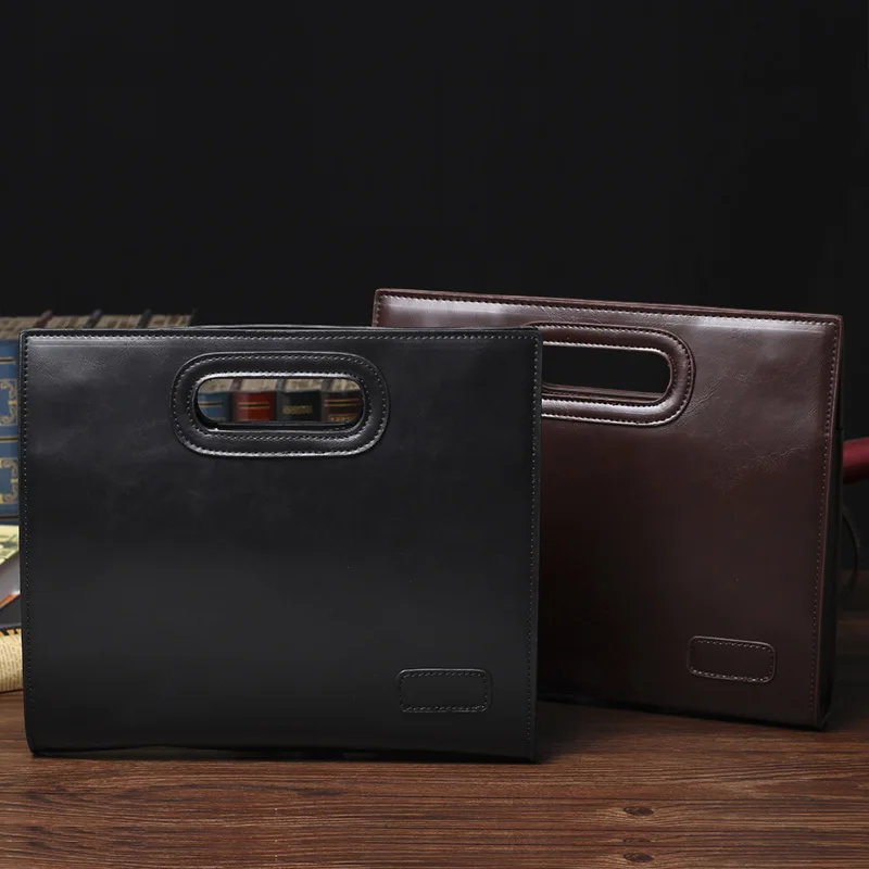 กระเป๋าเอกสารผู้ชายกระเป๋าคลัทช์ Crazy Horse หนัง Executive Square Porter Office กระเป๋าถือเอกสารธุรกิจ Vintage Hand Porter กระเป๋า