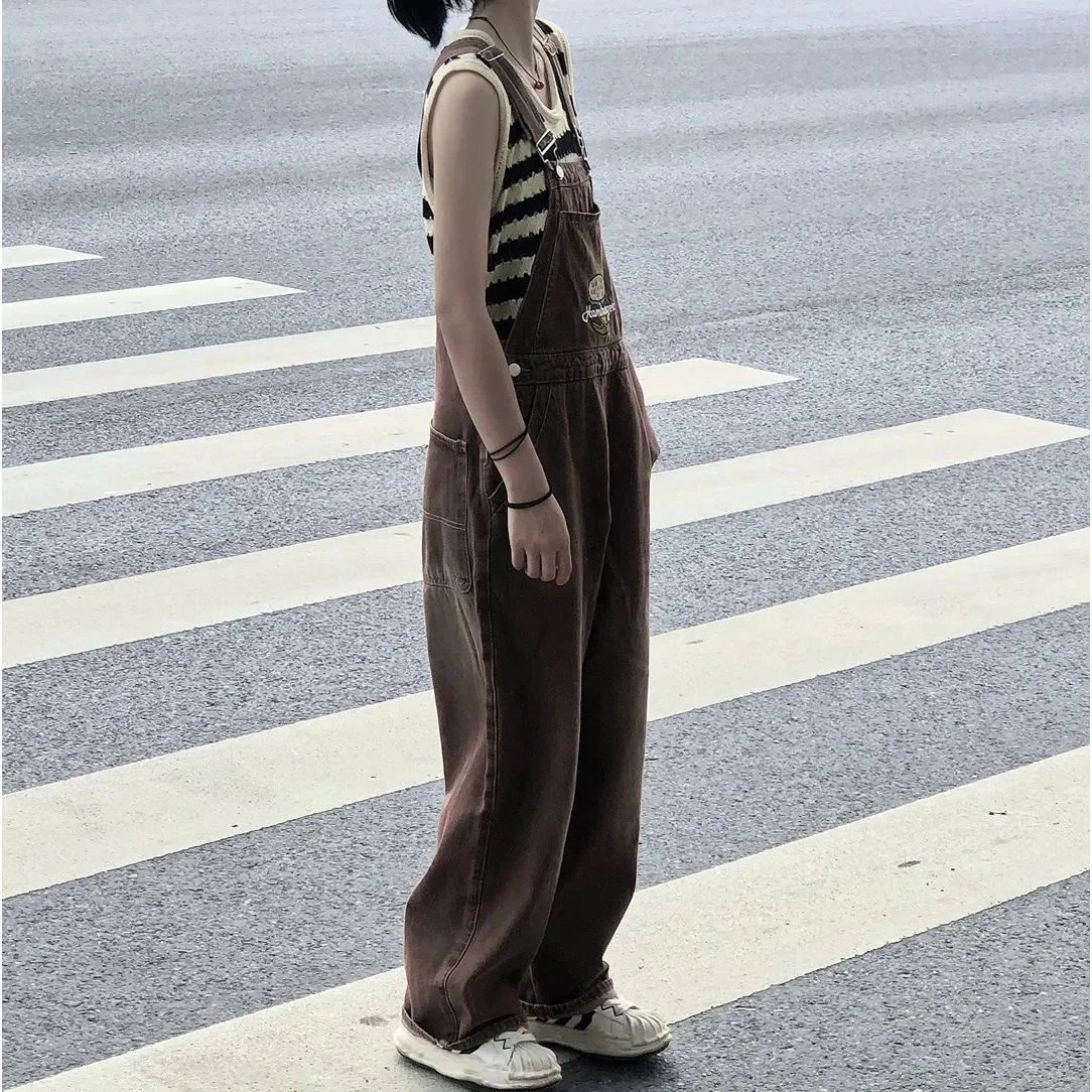 

Elegant Women'S Long Jumpsuits Slits Highwaisted Allure Cowl Decoration Folding Embroidery Zipped Harajuku Strapping