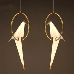 led Bird Pendant Light Modern Paper Cranes Hanging Lamp for Dining Room Bedroom Restaurant Bird Lamps Art Designer Decor Light