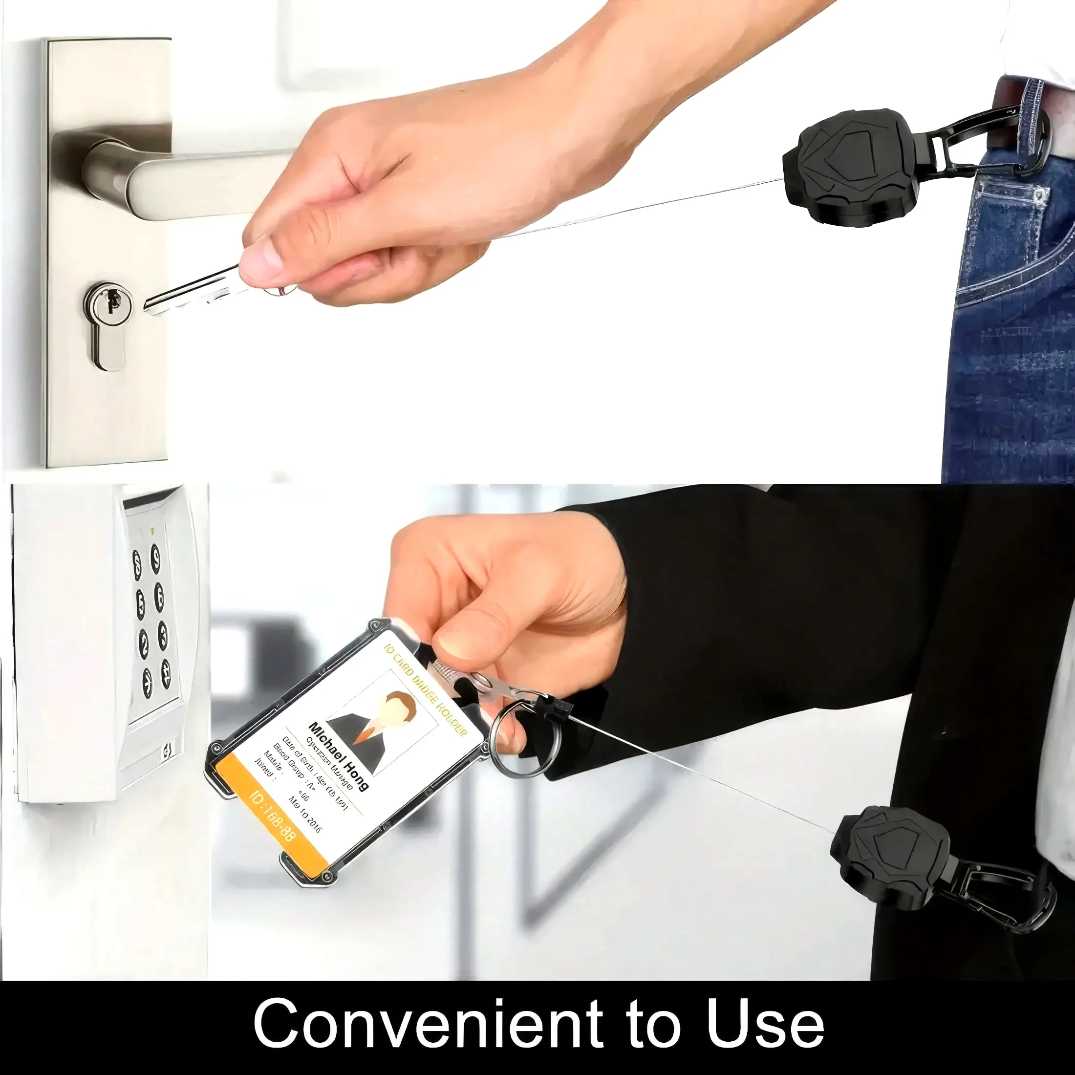 Badge Holder Reel With Carabiner & Anti-Slip Back – Textured Grip Surface, Clear Card Sleeve, Prevents Loss, Ideal For Hospitals, Conferences & Security Personnel