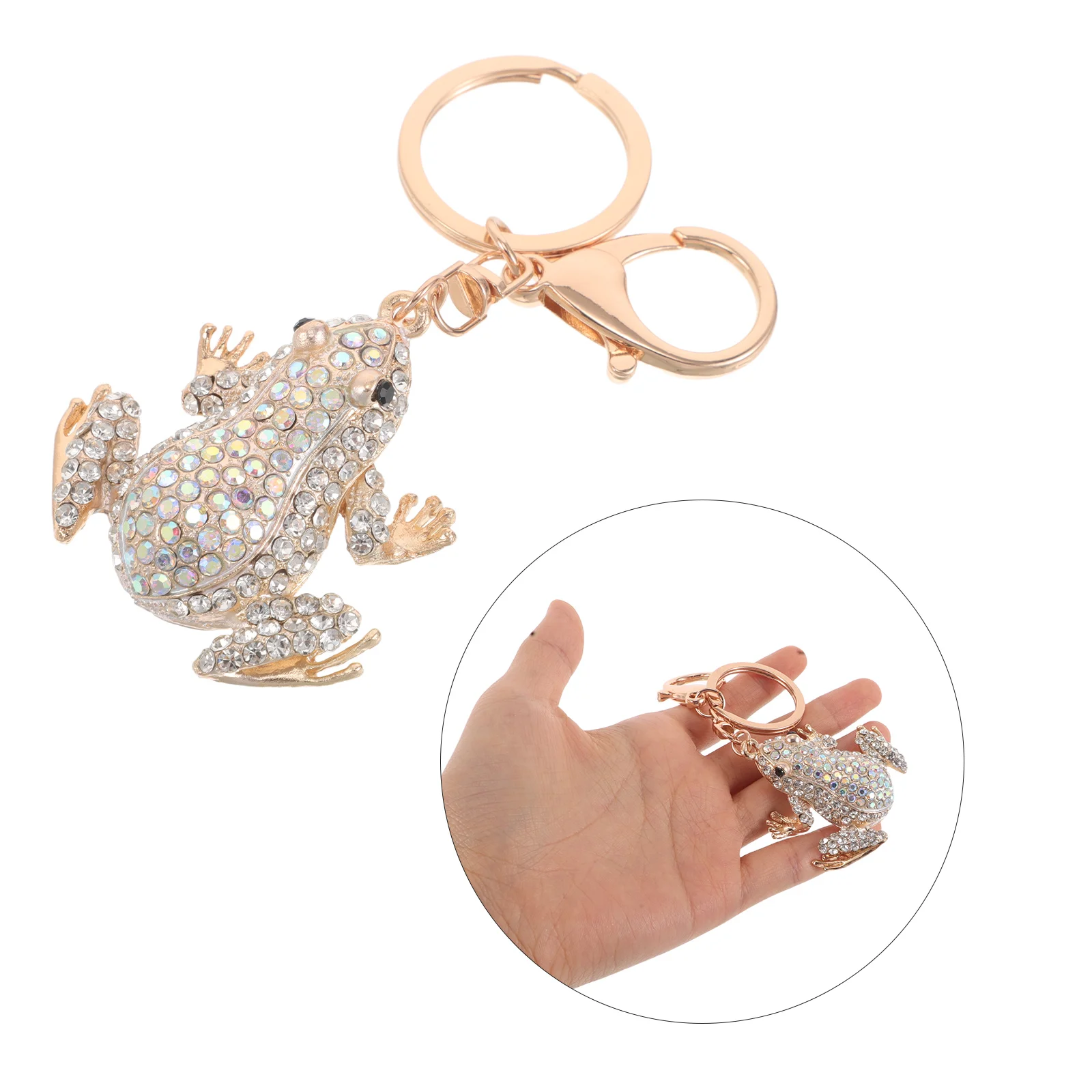 

Elegant Rhinestone Frog Bag Charm Keychain Wallet Handbag Backpack Pendant Jewelry Gift For Women Girls Durable Metal Sparkling