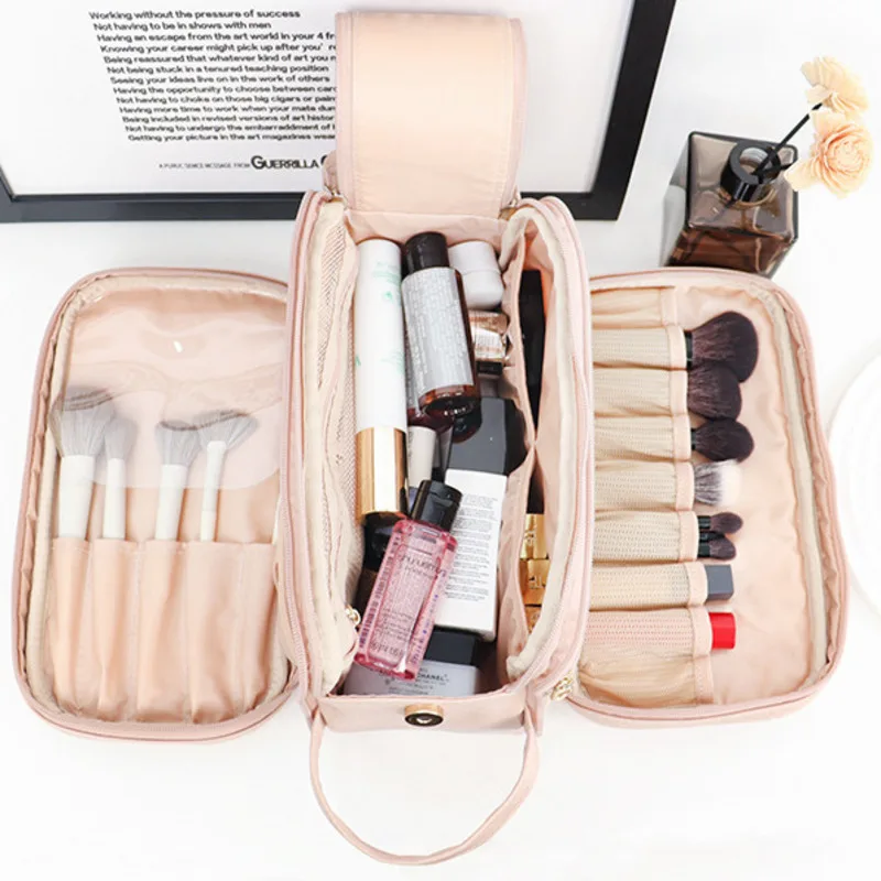 2024 new PU makeup make up bag large capacity, high-end feel, portable makeup case, women's handheld toiletry bag