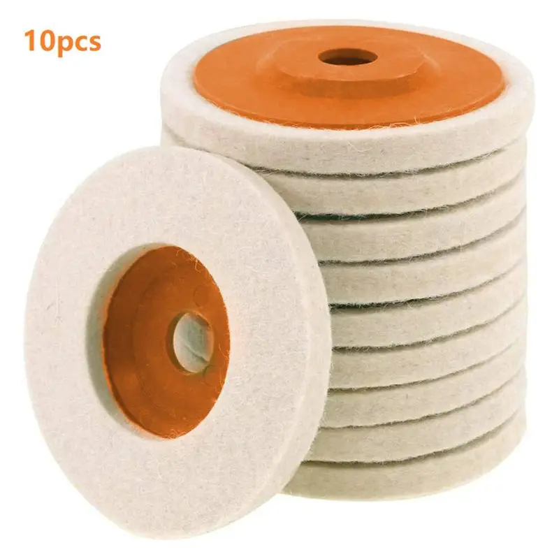 AEE4-10 Piece Angle Grinder Grinding Felt Wheel 100Mm Mirror Grinding Polishing Wheel Orange