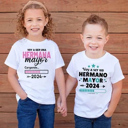 I'm Being Promoted To Big Sister/Brother 2024 T-shirt Baby Announcement T Shirt Kids Spanish Print Children Tops Summer Clothes