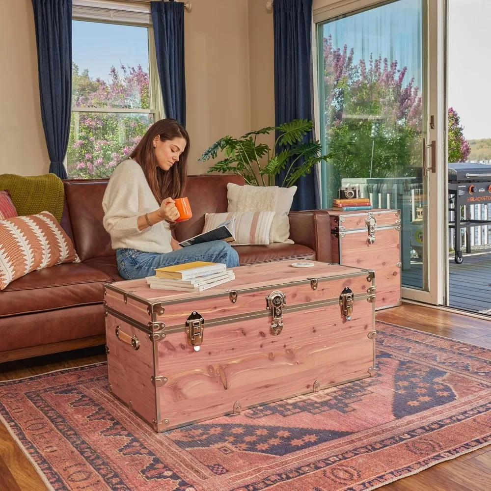 Grande cassapanca portaoggetti in cedro annodato - Tavolino da caffè 3XL, baule fine del letto, panca portaoggetti per ingresso, 40x20x18 pollici, realizzata a mano in U